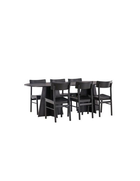 Matgrupp Bootcut med Montros matstolar, 230 × 115 cm