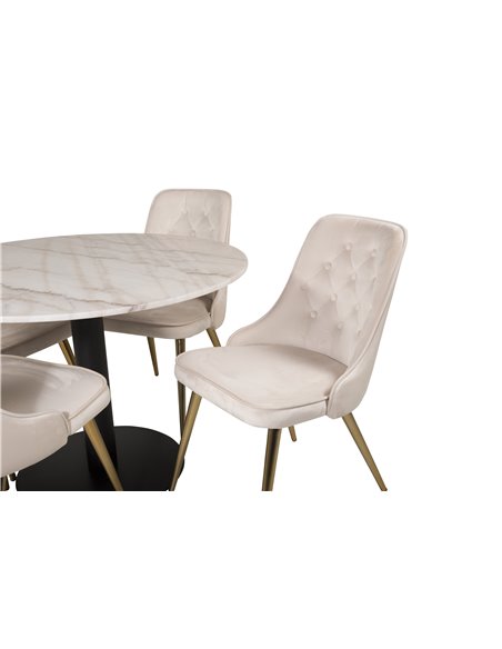 Matgrupp Estelle med Velvet Deluxe matstolar