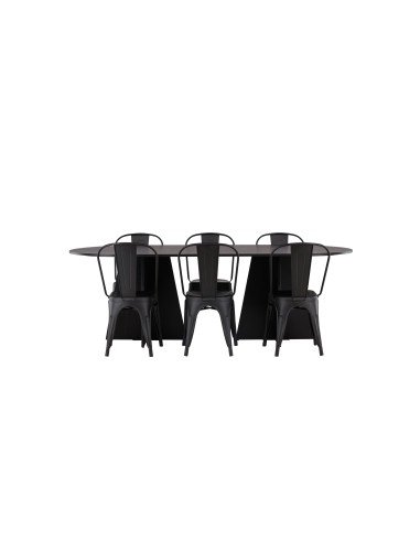 Matgrupp Bootcut med Tempe matstolar, 230 × 115 cm