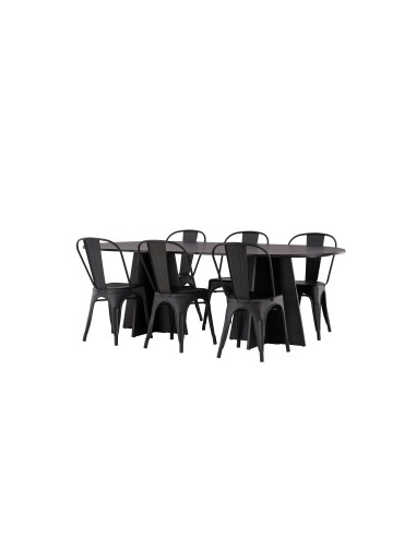 Matgrupp Bootcut med Tempe matstolar, 230 × 115 cm