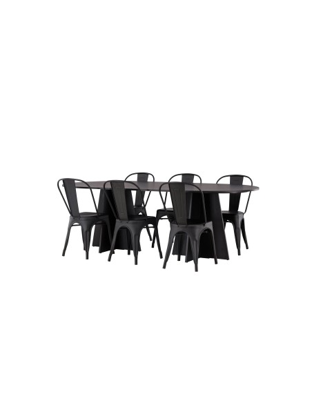 Matgrupp Bootcut med Tempe matstolar, 230 × 115 cm