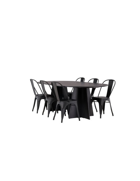 Matgrupp Bootcut med Tempe matstolar, 230 × 115 cm