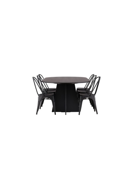 Matgrupp Bootcut med Tempe matstolar, 230 × 115 cm