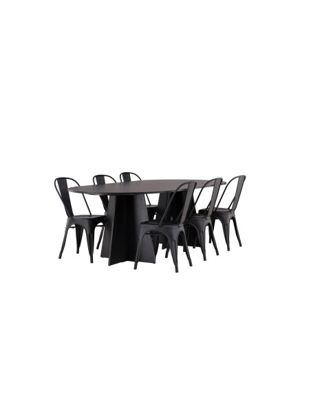 Matgrupp Bootcut med Tempe matstolar, 230 × 115 cm