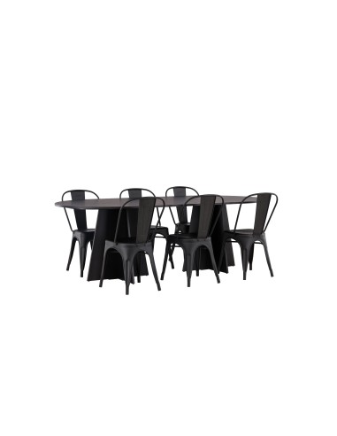 Matgrupp Bootcut med Tempe matstolar, 230 × 115 cm