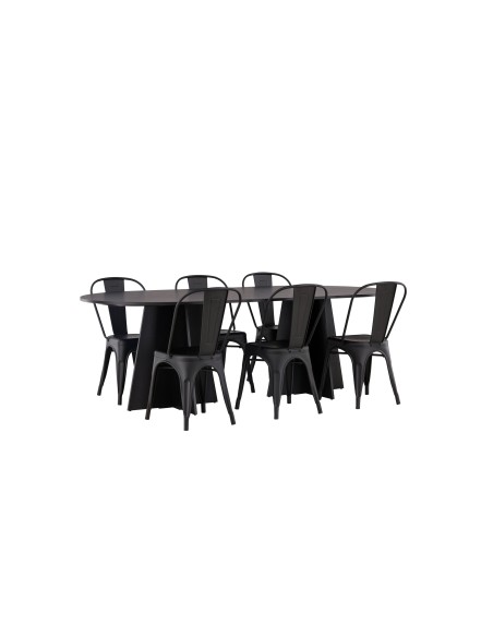 Matgrupp Bootcut med Tempe matstolar, 230 × 115 cm