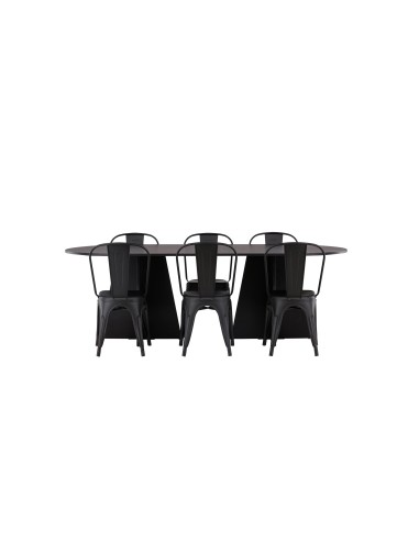 Matgrupp Bootcut med Tempe matstolar, 230 × 115 cm