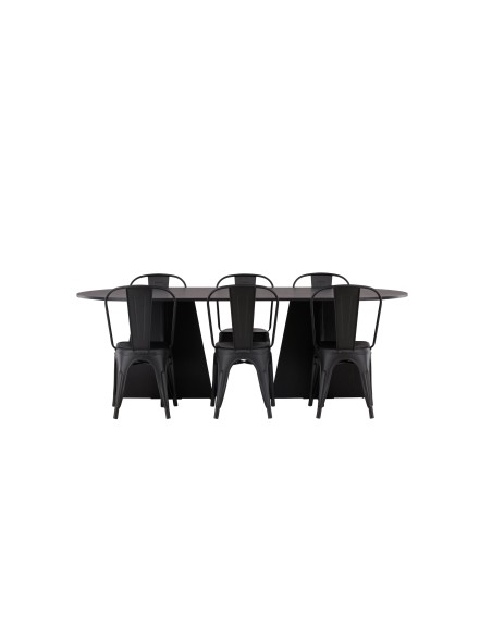 Matgrupp Bootcut med Tempe matstolar, 230 × 115 cm