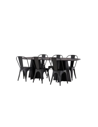 Matgrupp Bootcut med Tempe matstolar, 230 × 115 cm