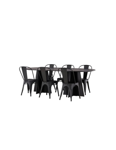 Matgrupp Bootcut med Tempe matstolar, 230 × 115 cm