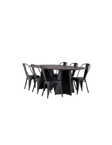 Matgrupp Bootcut med Tempe matstolar, 230 × 115 cm