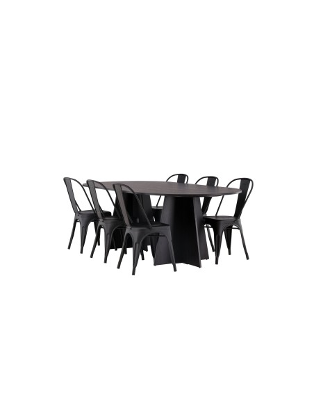 Matgrupp Bootcut med Tempe matstolar, 230 × 115 cm
