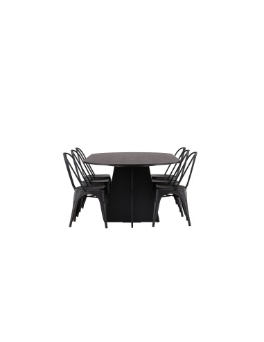 Matgrupp Bootcut med Tempe matstolar, 230 × 115 cm