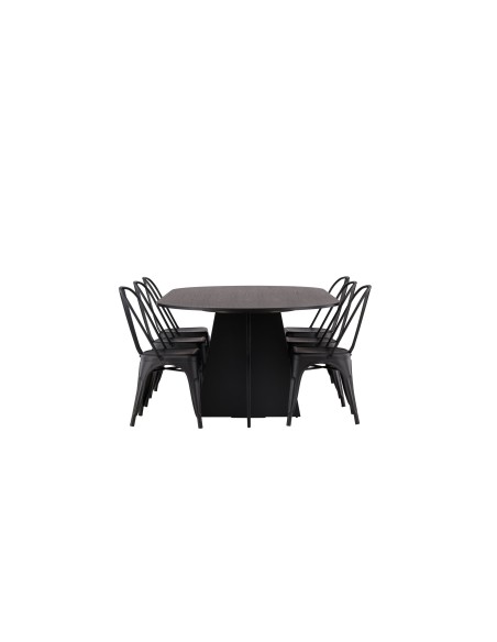 Matgrupp Bootcut med Tempe matstolar, 230 × 115 cm