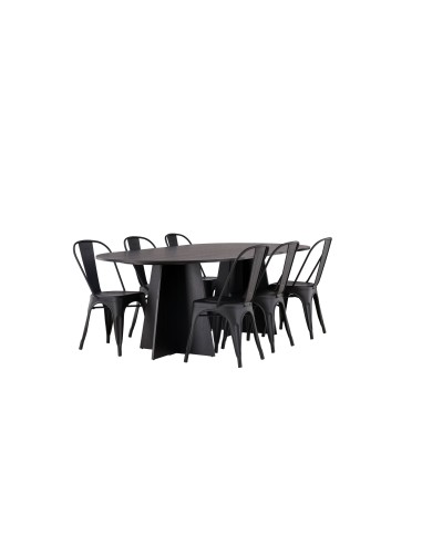 Matgrupp Bootcut med Tempe matstolar, 230 × 115 cm