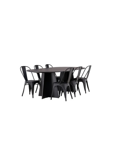 Matgrupp Bootcut med Tempe matstolar, 230 × 115 cm