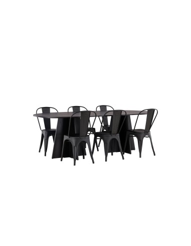 Matgrupp Bootcut med Tempe matstolar, 230 × 115 cm