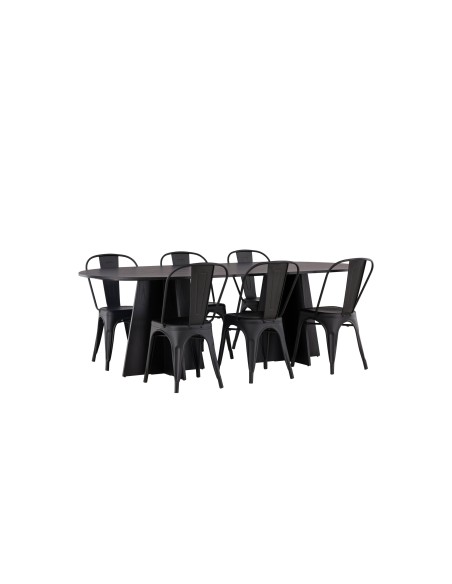 Matgrupp Bootcut med Tempe matstolar, 230 × 115 cm