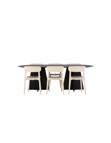 Matgrupp Bootcut med Åstol matstolar, 230 × 115 cm
