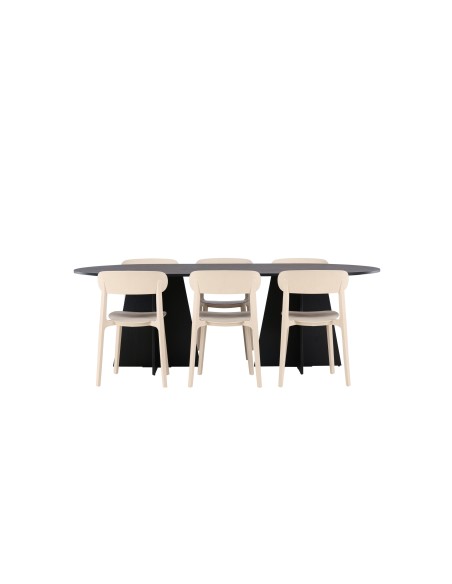 Matgrupp Bootcut med Åstol matstolar, 230 × 115 cm