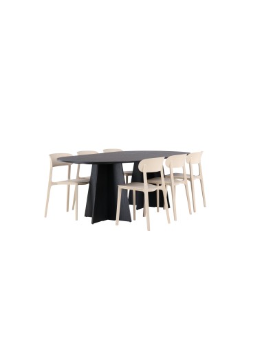 Matgrupp Bootcut med Åstol matstolar, 230 × 115 cm