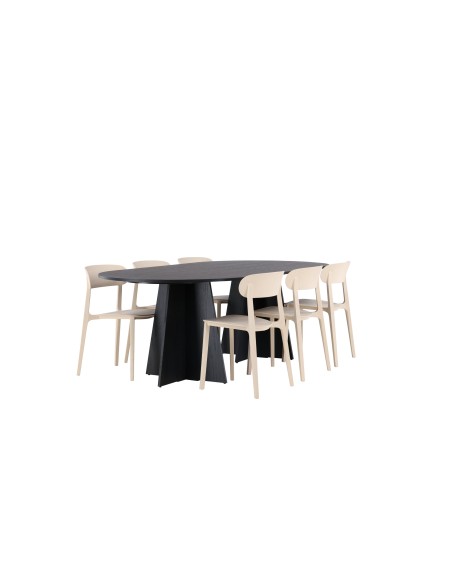 Matgrupp Bootcut med Åstol matstolar, 230 × 115 cm