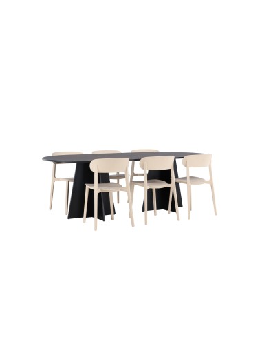 Matgrupp Bootcut med Åstol matstolar, 230 × 115 cm