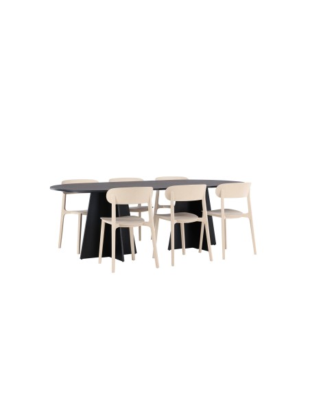Matgrupp Bootcut med Åstol matstolar, 230 × 115 cm