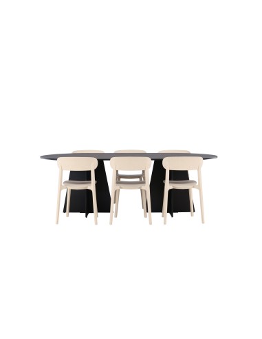 Matgrupp Bootcut med Åstol matstolar, 230 × 115 cm
