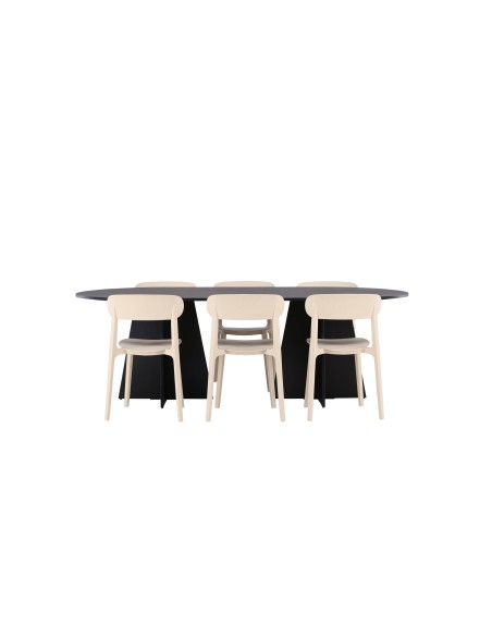 Matgrupp Bootcut med Åstol matstolar, 230 × 115 cm