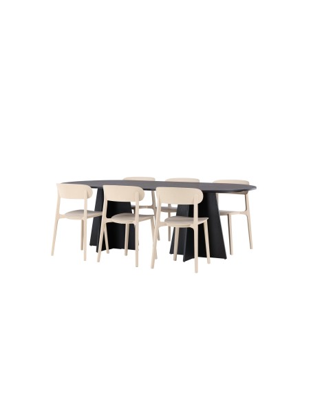 Matgrupp Bootcut med Åstol matstolar, 230 × 115 cm