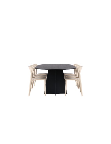 Matgrupp Bootcut med Åstol matstolar, 230 × 115 cm