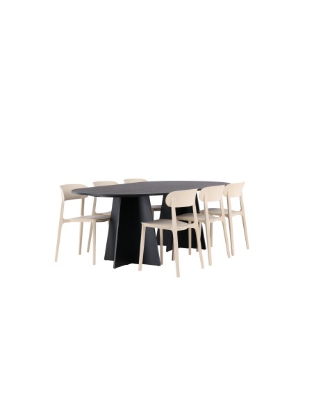 Matgrupp Bootcut med Åstol matstolar, 230 × 115 cm