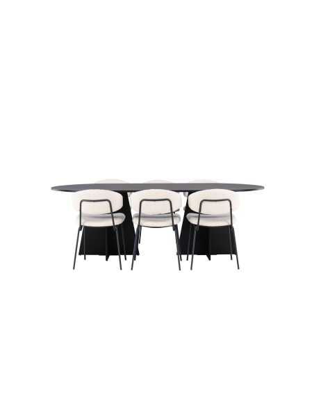 Matgrupp Bootcut med Chico matstolar, 230 × 115 cm