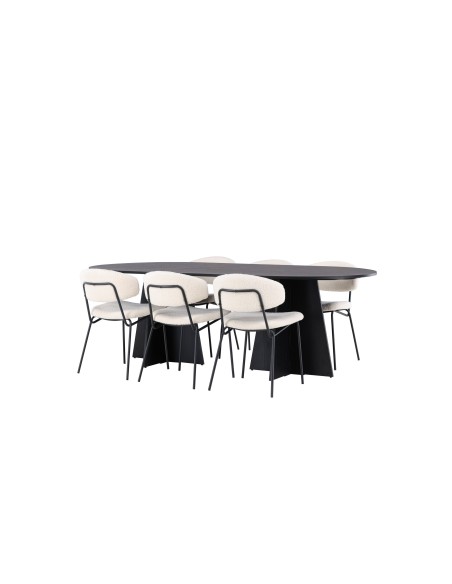 Matgrupp Bootcut med Chico matstolar, 230 × 115 cm