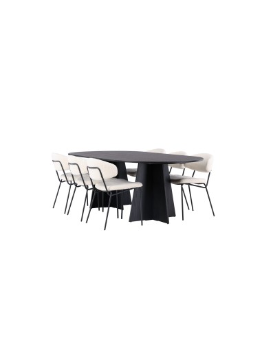 Matgrupp Bootcut med Chico matstolar, 230 × 115 cm