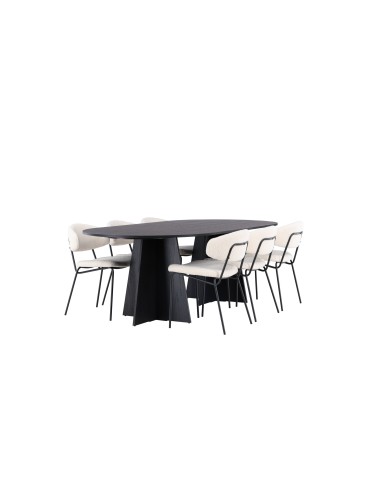 Matgrupp Bootcut med Chico matstolar, 230 × 115 cm