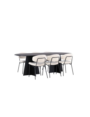 Matgrupp Bootcut med Chico matstolar, 230 × 115 cm