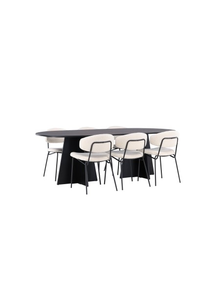 Matgrupp Bootcut med Chico matstolar, 230 × 115 cm