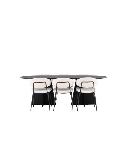 Matgrupp Bootcut med Chico matstolar, 230 × 115 cm