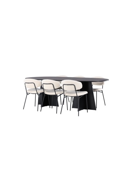 Matgrupp Bootcut med Chico matstolar, 230 × 115 cm