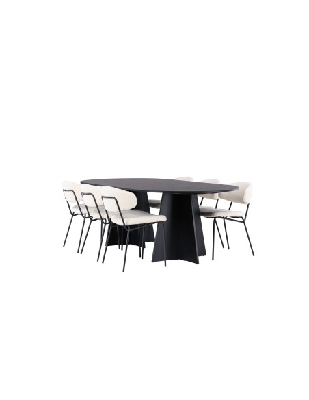 Matgrupp Bootcut med Chico matstolar, 230 × 115 cm