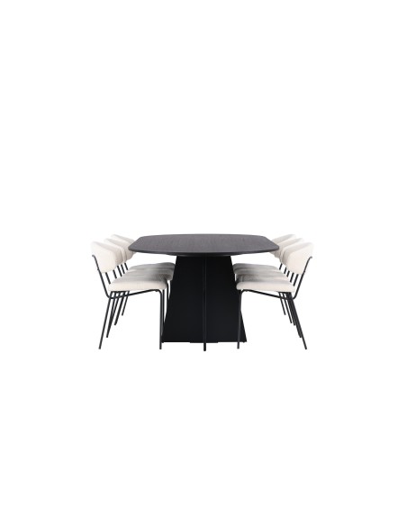 Matgrupp Bootcut med Chico matstolar, 230 × 115 cm