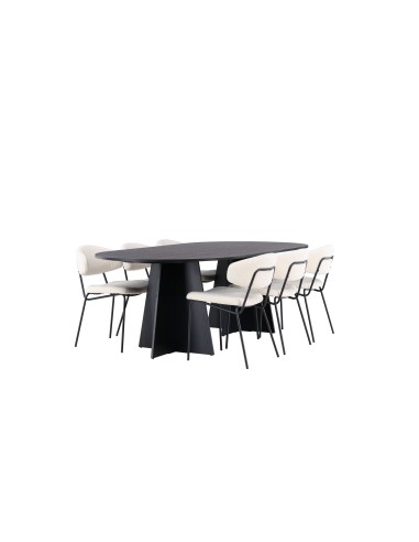 Matgrupp Bootcut med Chico matstolar, 230 × 115 cm