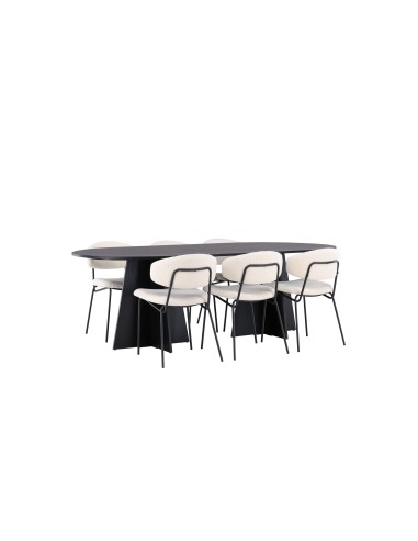 Matgrupp Bootcut med Chico matstolar, 230 × 115 cm