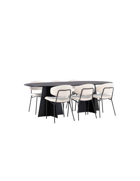 Matgrupp Bootcut med Chico matstolar, 230 × 115 cm