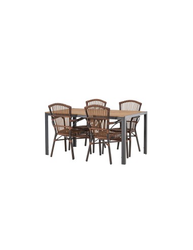 Matgrupp Break med Galera matstolar, 150 × 90 cm