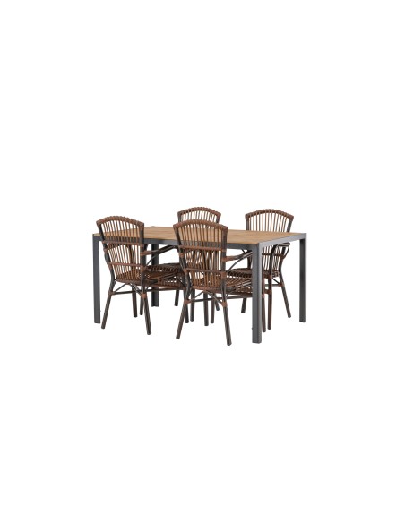 Matgrupp Break med Galera matstolar, 150 × 90 cm