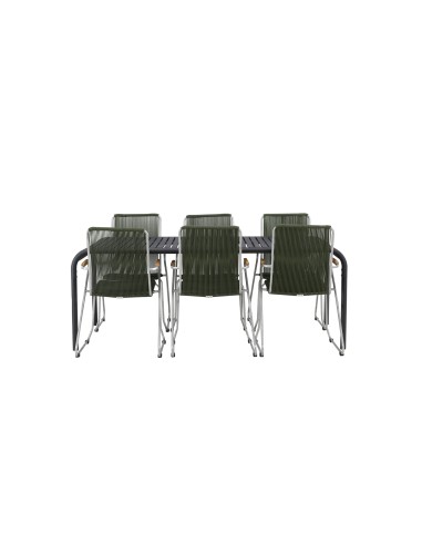 Matgrupp Borneo med Bois matstolar, 200 × 100 cm
