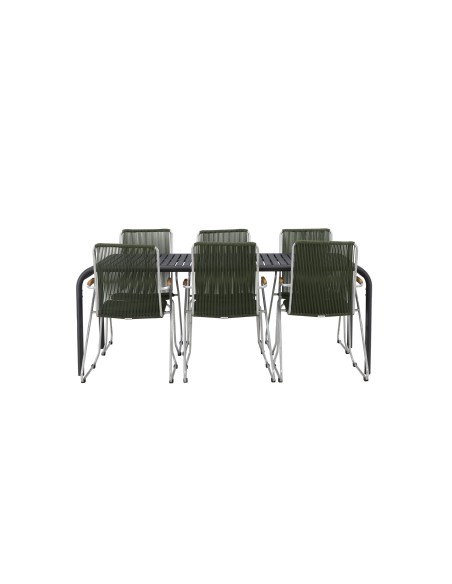 Matgrupp Borneo med Bois matstolar, 200 × 100 cm